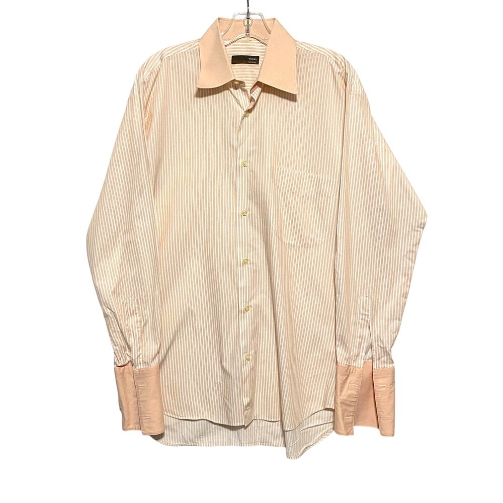 Tiglio Italy Striped French Cuff Button Front Dress Shirt S 34/35 Business Work